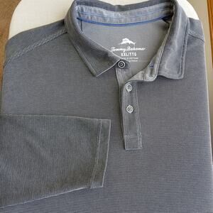 Tommy Bahama Paradiso Cove Long-Sleeve Polo XXL Big &Tall tencel blend dark grey